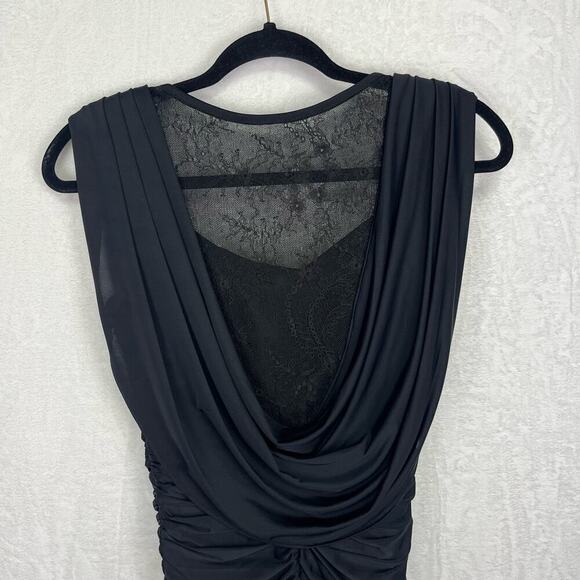Sherri Hill Black Rouched Lace Draped Jewel Straps Bodycon Mini Dress Size 4 - Picture 5 of 15